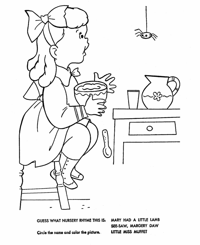 Nursery rhymes quiz coloring page sheets