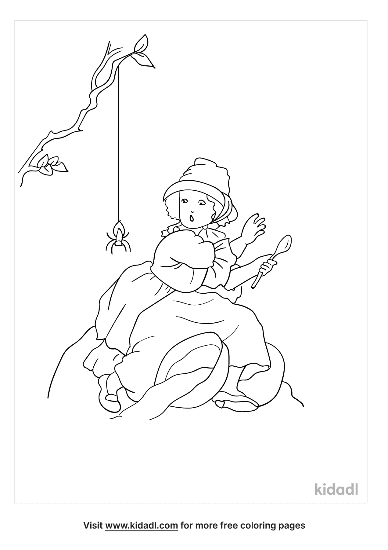 Free little miss muffet coloring page coloring page printables