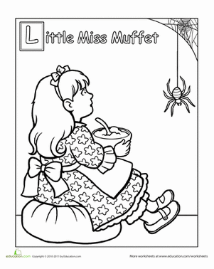 Little miss muffet worksheet education nursery rhyme crafts nursery rhymes preschool crafts nursery rhymes preschool