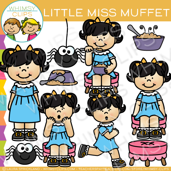 Little miss muffet nursery rhyme clip art â whimsy clips