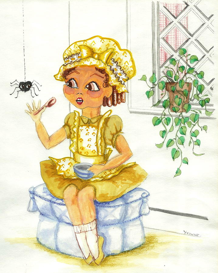 Little miss muffet painting by yvonne ayoub