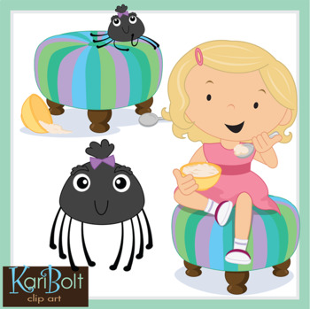 Little miss muffet clip art by kari bolt clip art tpt