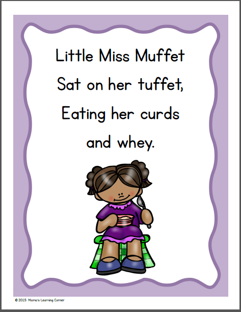 Little miss muffet nursery rhyme packet