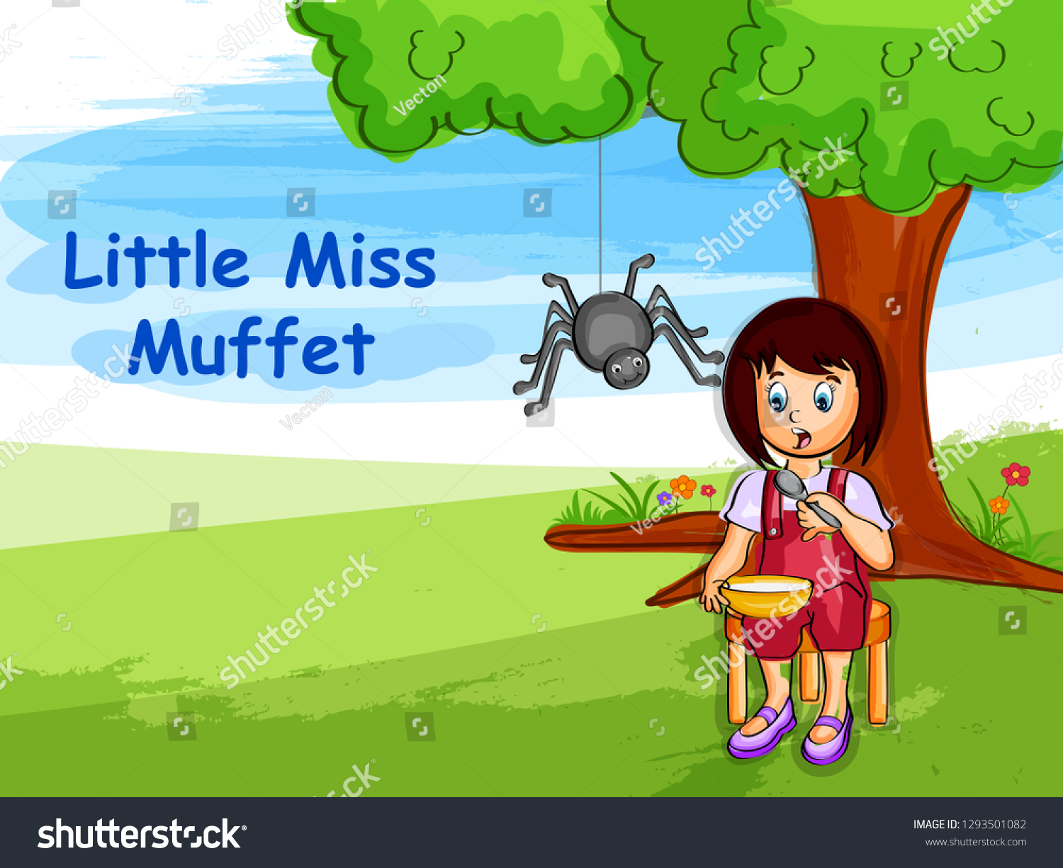 Nursery rhymes little miss muffet kids stock vector royalty free