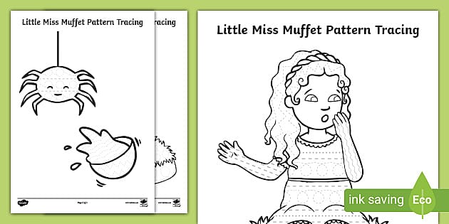 Little miss muffet pattern tracing activity teacher made