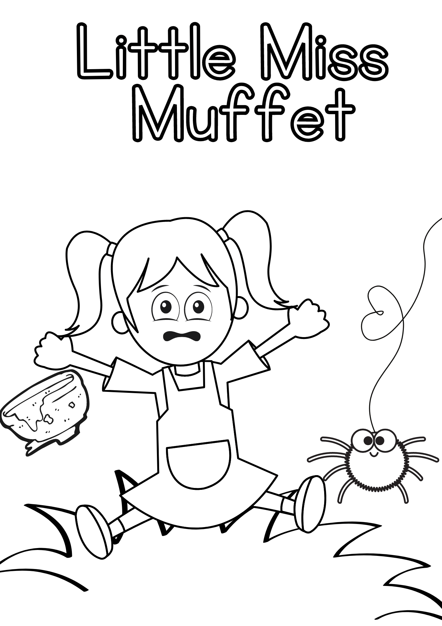 Infants little miss muffet differentiated colouring sheet