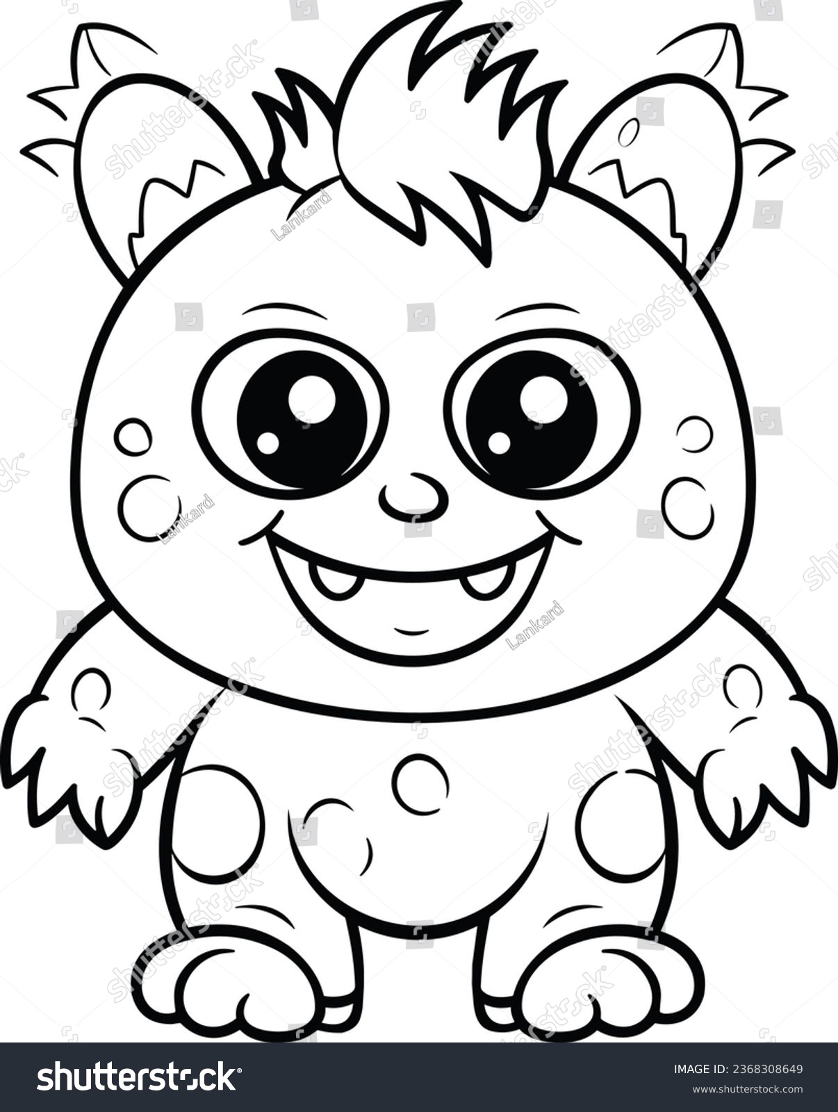 Funny little monster coloring page book stock vector royalty free