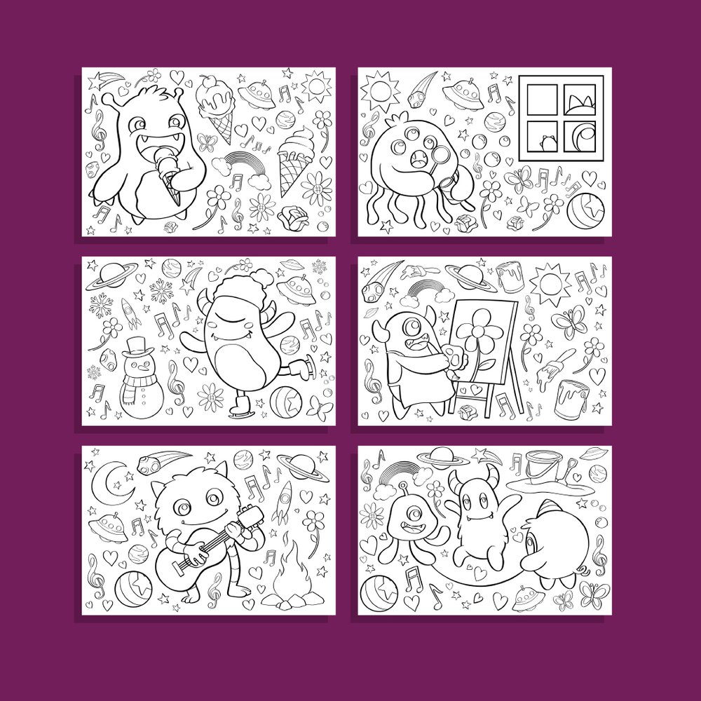 Cute monster coloring pages â custom coloring books curious custom made in the usa