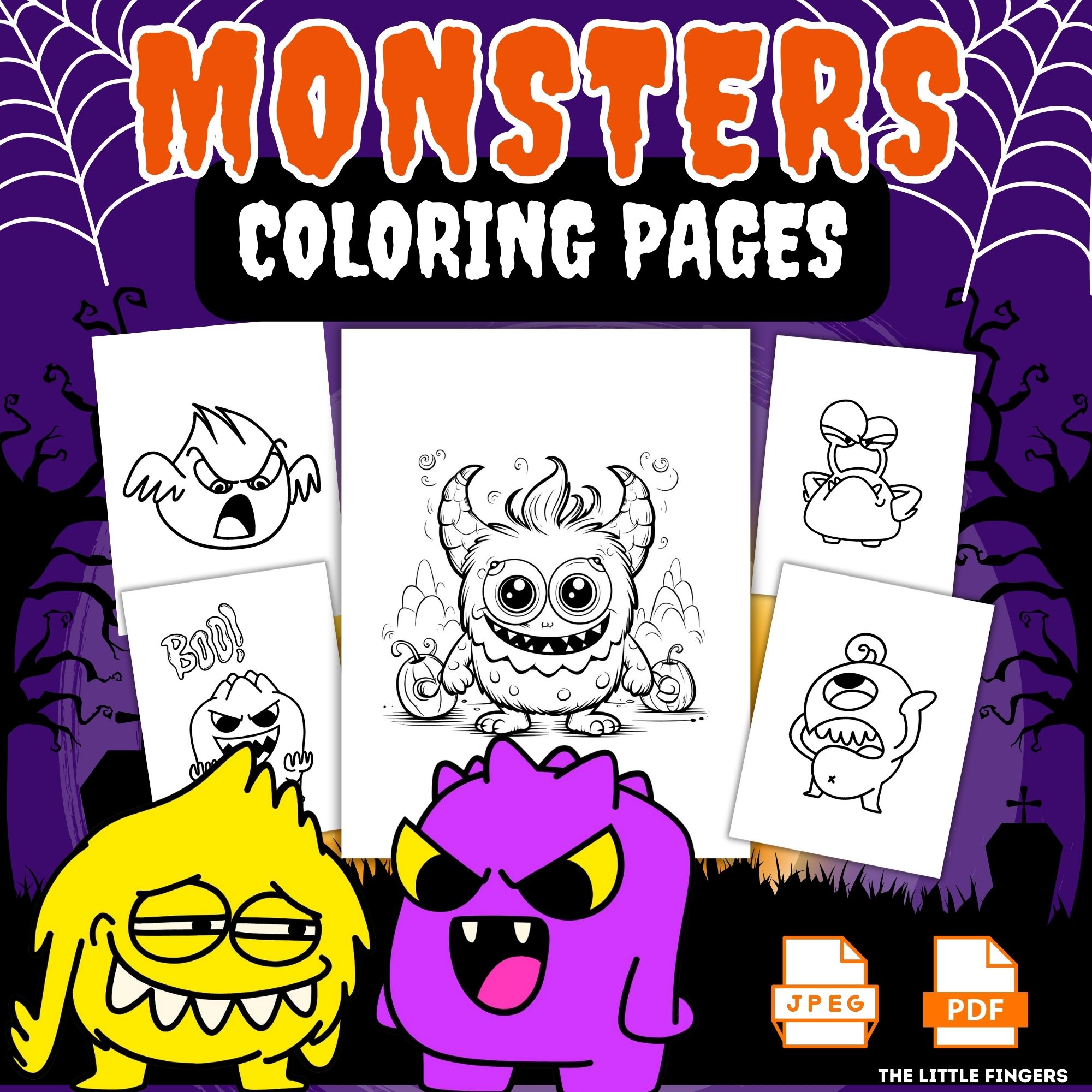 Monsters coloring pages halloween art activity made by teachers