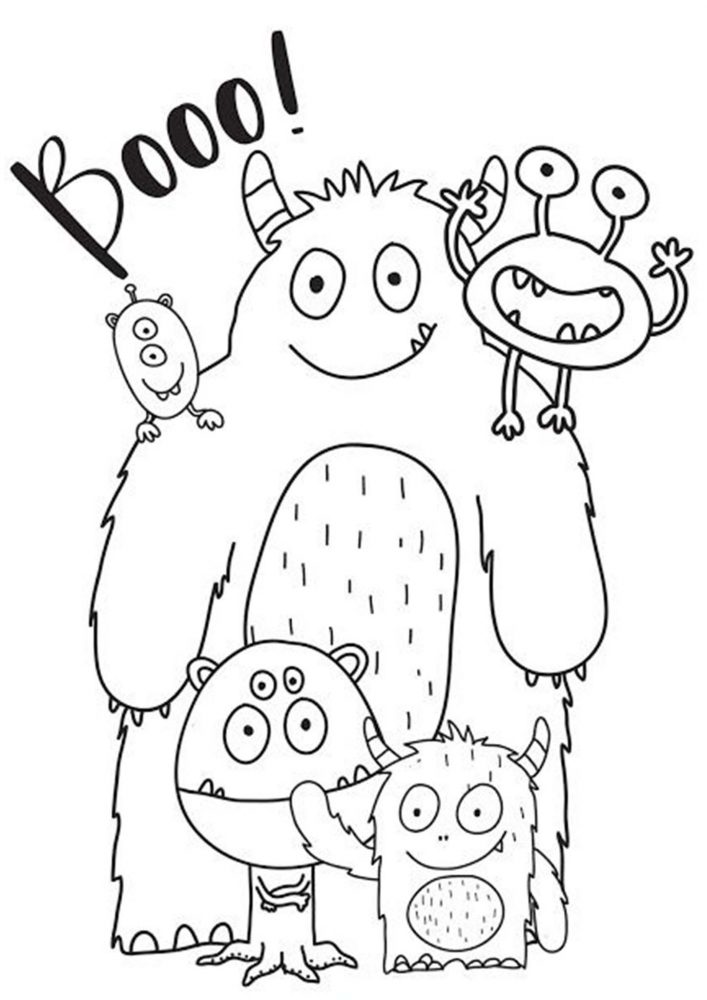 Free easy to print monster coloring pages