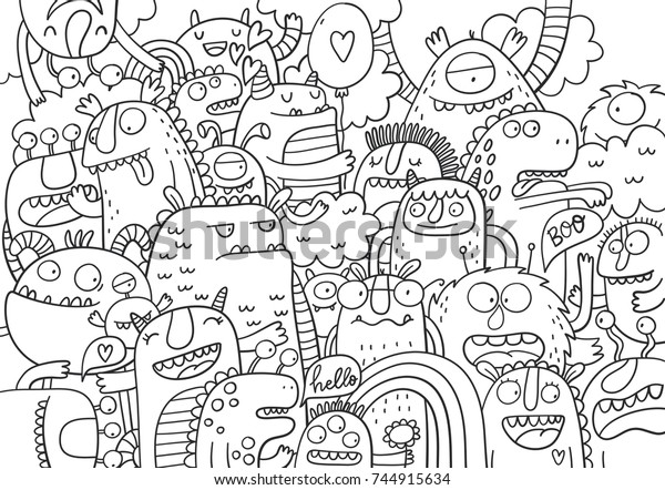 Cute monster coloring page stock vector royalty free