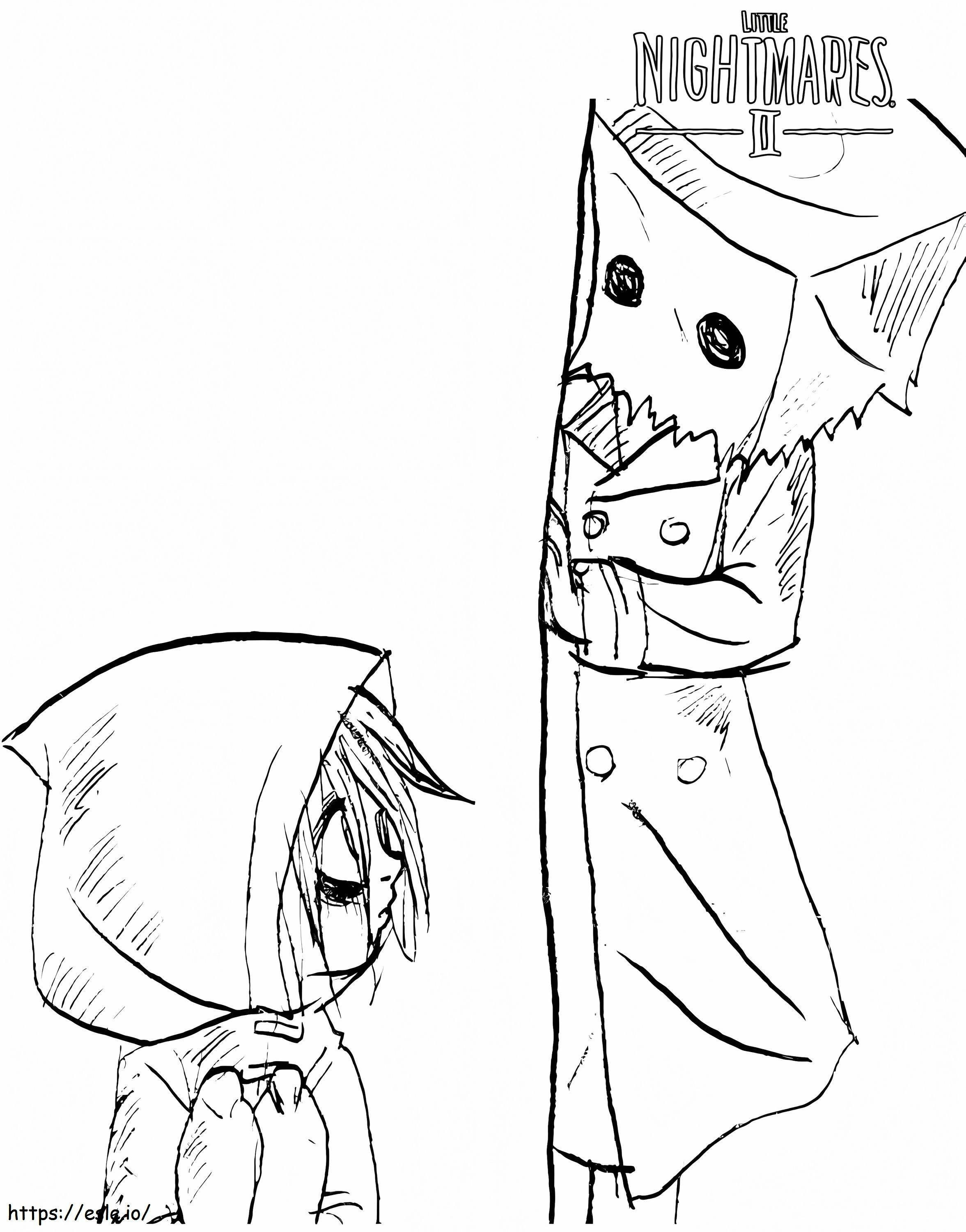 Little nightmares six and mono coloring page