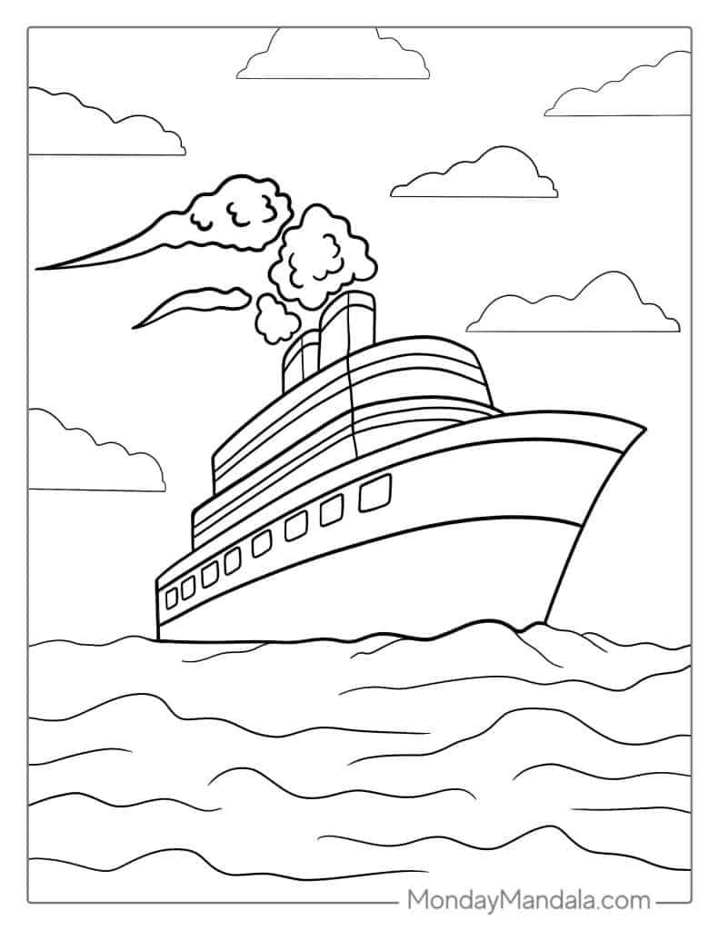 Boat ship coloring pages free pdf printables