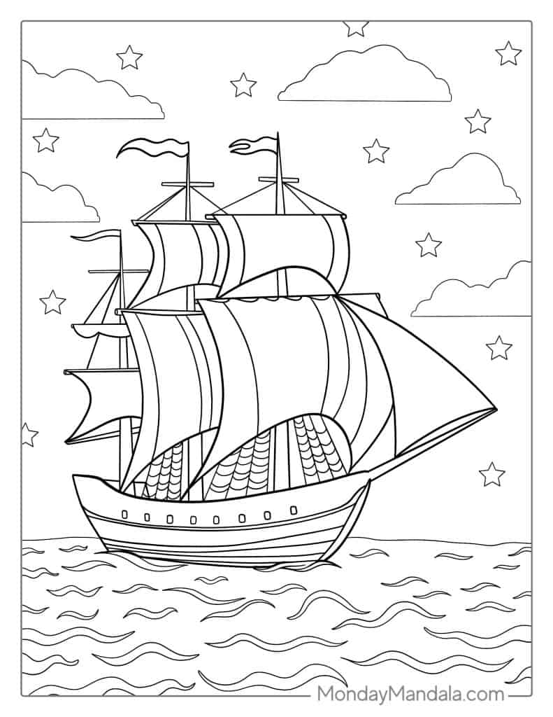 Boat ship coloring pages free pdf printables