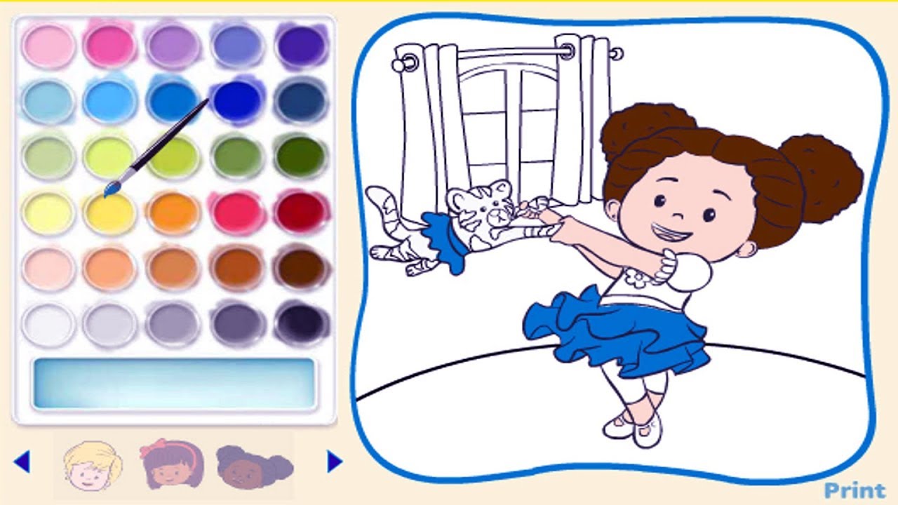 Little people coloring book for kids with paint brush