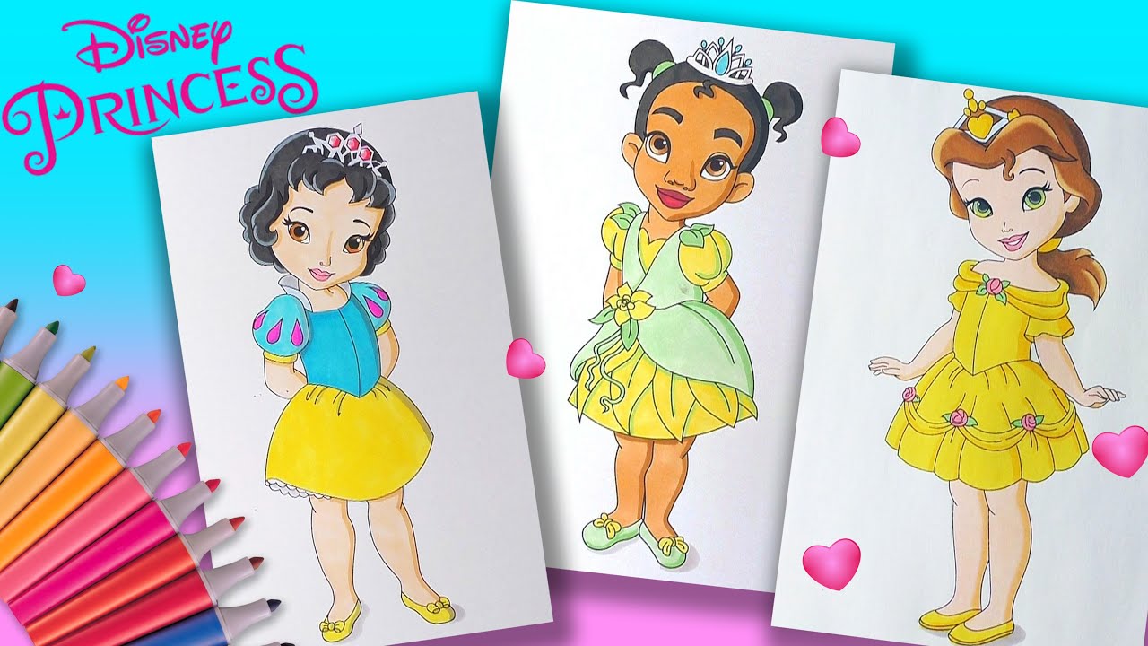 Baby disney princess coloring pages for kids part princess tiana belle snow white coloring pages