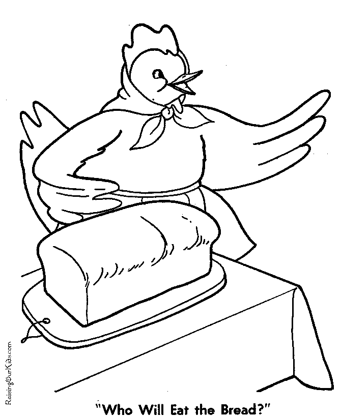 Little red hen coloring page who will eat bread