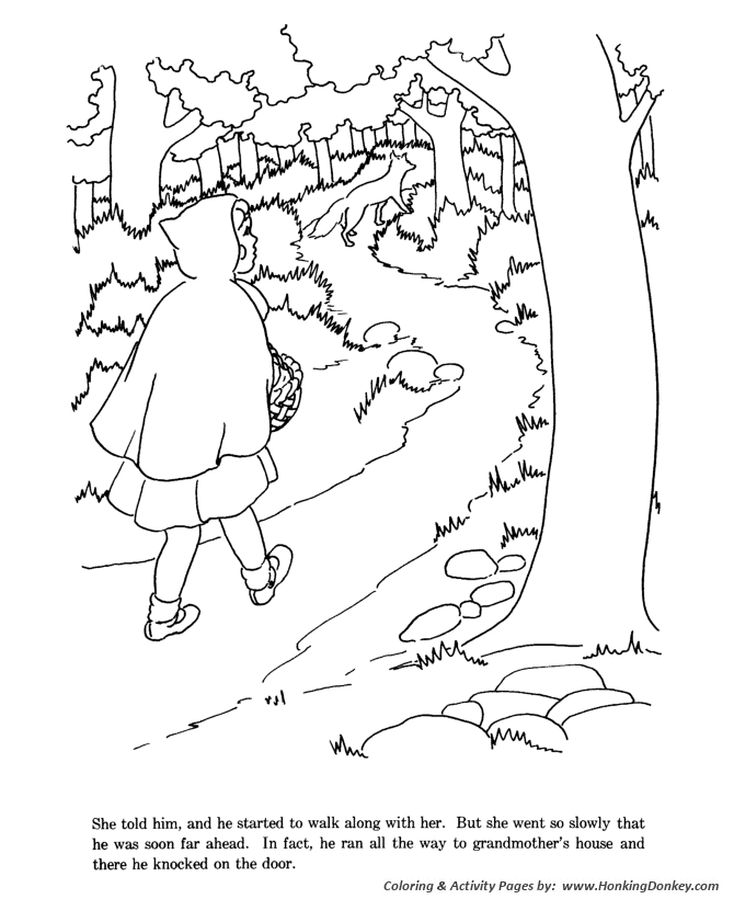 Little red riding hood fairy tale story coloring pages little red riding hood mean old wolf story