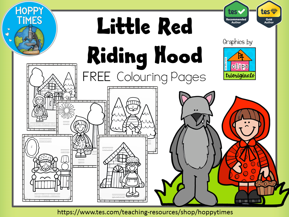 Little red riding hood colouring booklet teaching resources