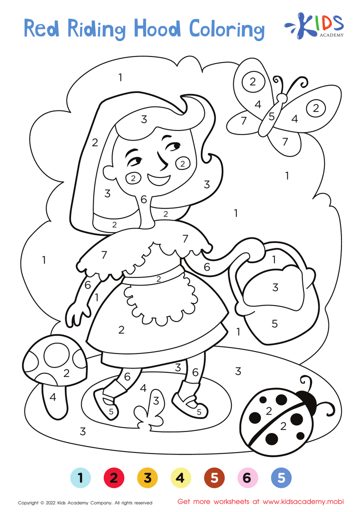 Little red riding hood â coloring by numbers for kids