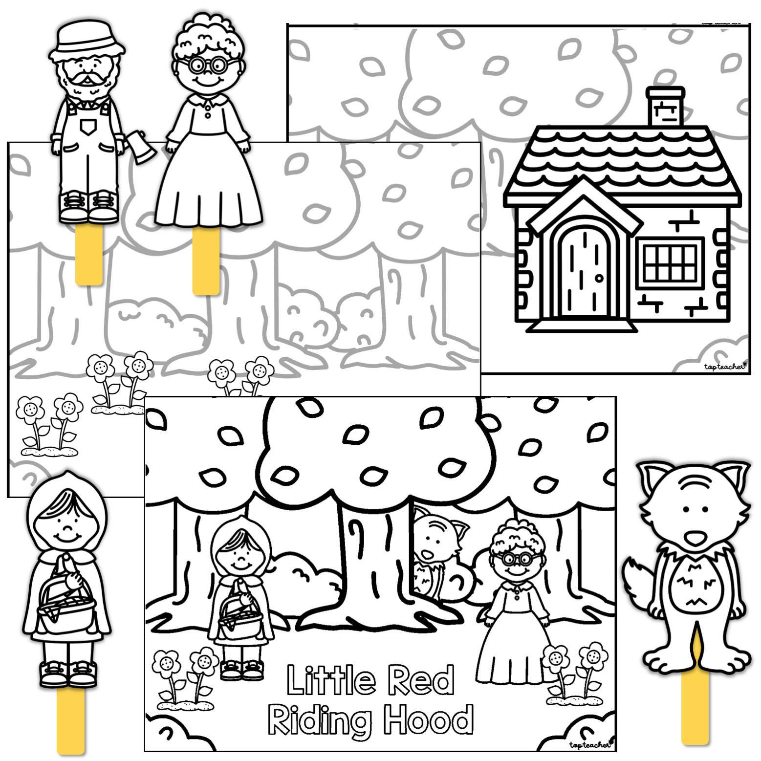 Little red riding hood puppet theatre retell booklet