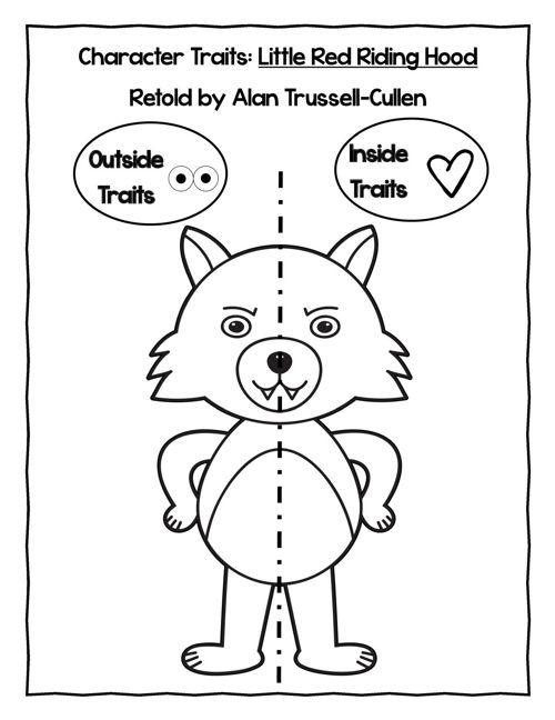 Little red riding hood character traits classroom activity worksheet