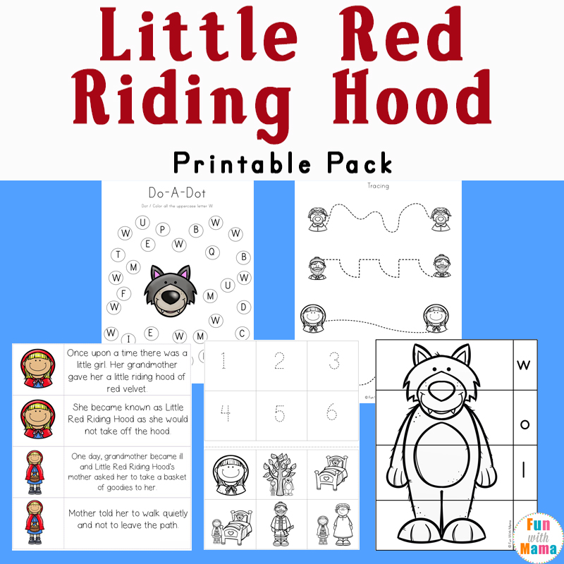 Little red riding hood printables and activities pack