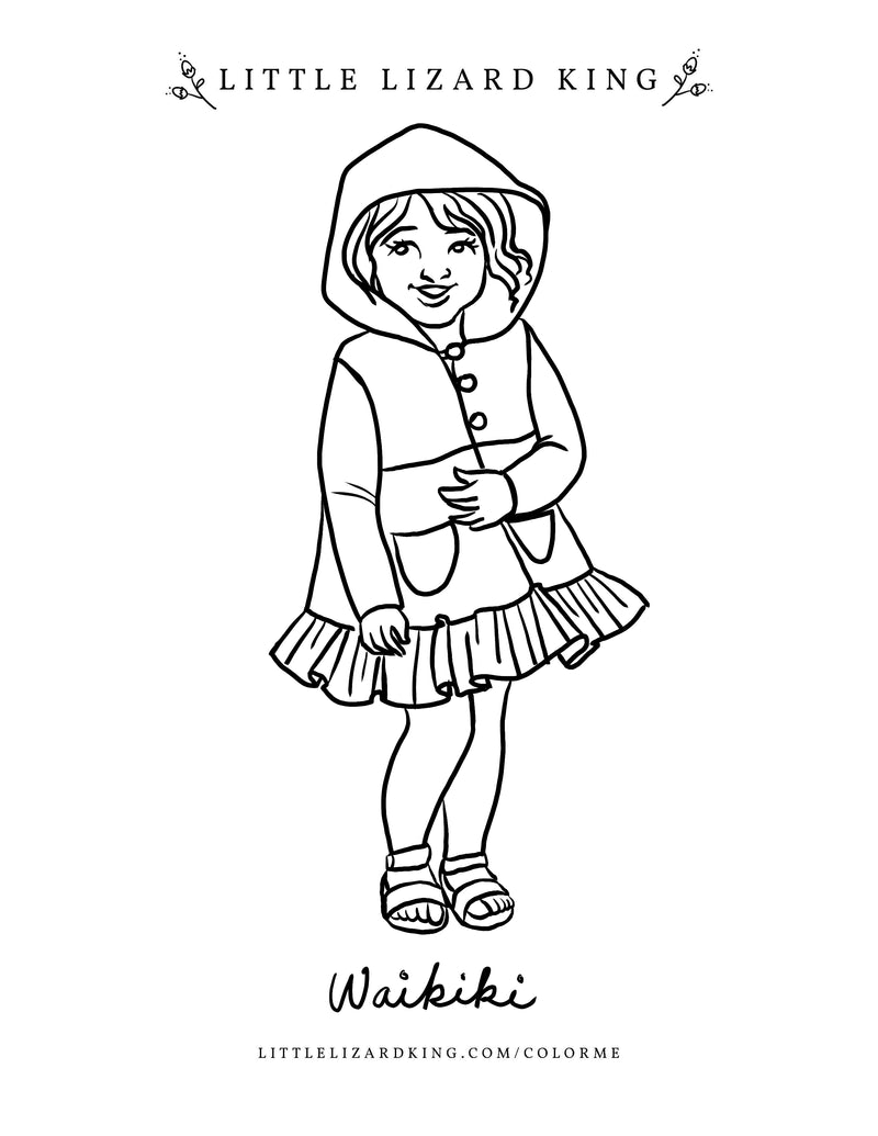 Waikiki baby coloring page â little lizard king