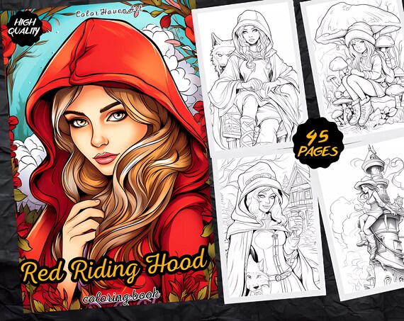 Little red riding hood coloring a pages pdf cute insects coloring instant download for adults and kids adult coloring page