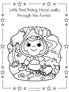 Little red riding hood coloring worksheets reader by learners of the world