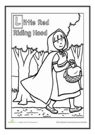 Red riding hood colouring sheet pdf