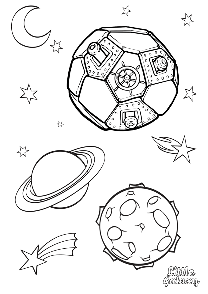 Space and astronauts louring pages for kids free printable