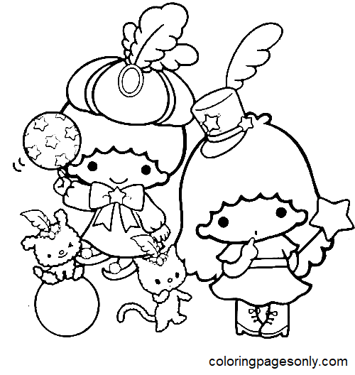 Little twin stars coloring pages printable for free download