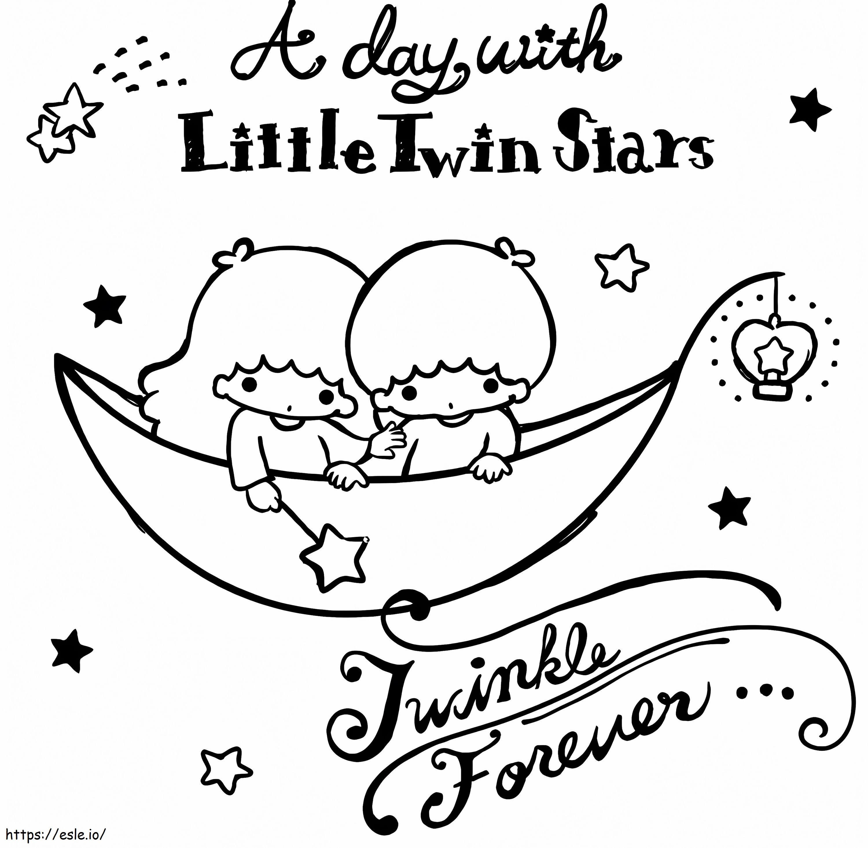 A day with little twin stars coloring page