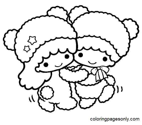 Little twin stars coloring pages printable for free download