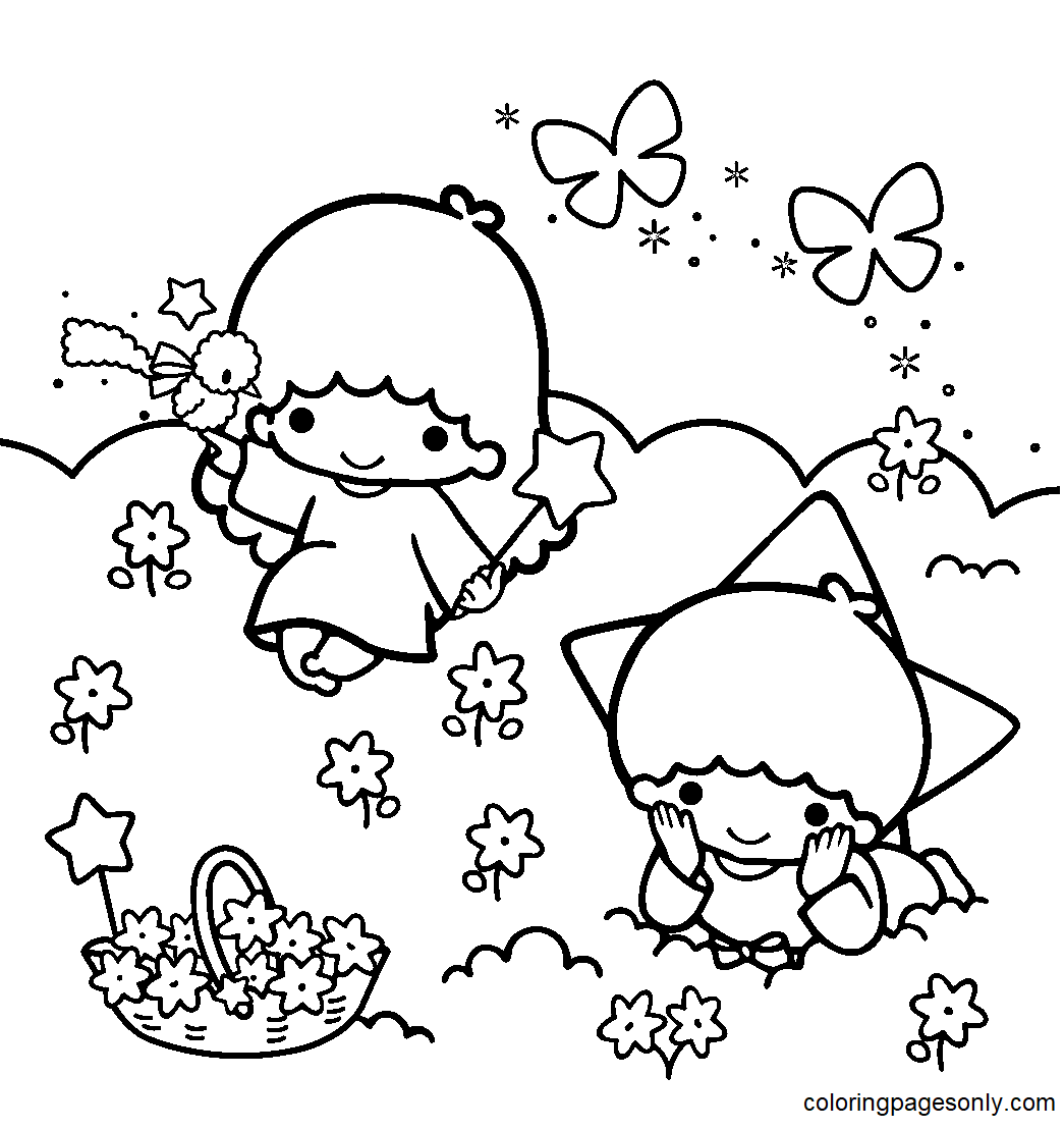 Little twin stars coloring pages