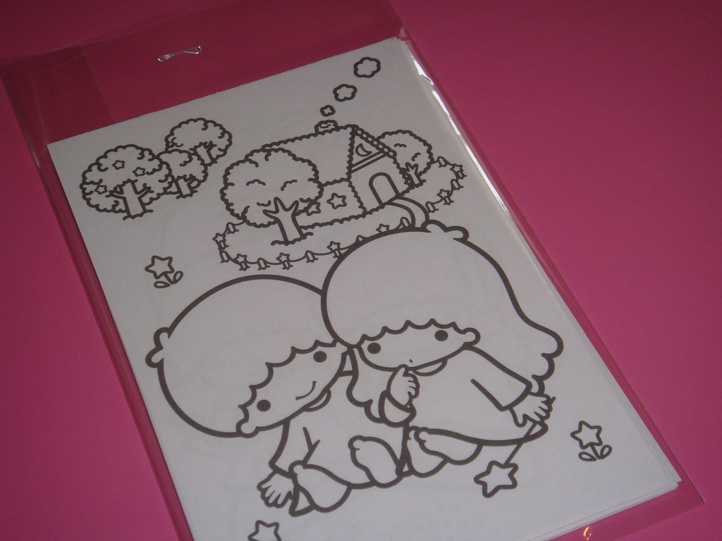 Little twin stars pack of coloring sheets cute kawaiigoodiesu