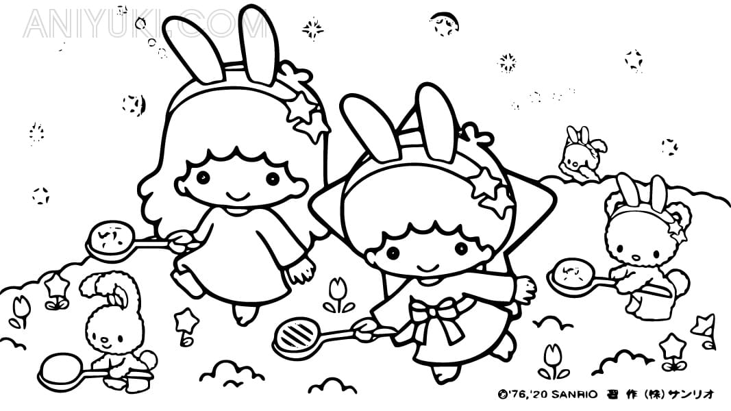 Little twin stars coloring pages