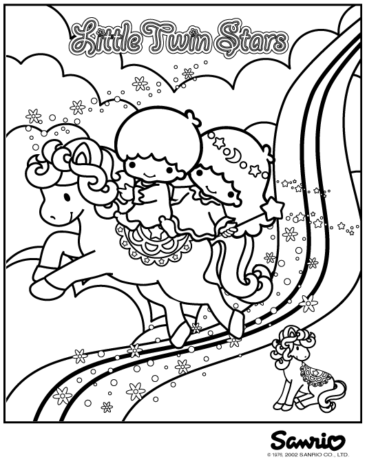 Little twin stars coloring page