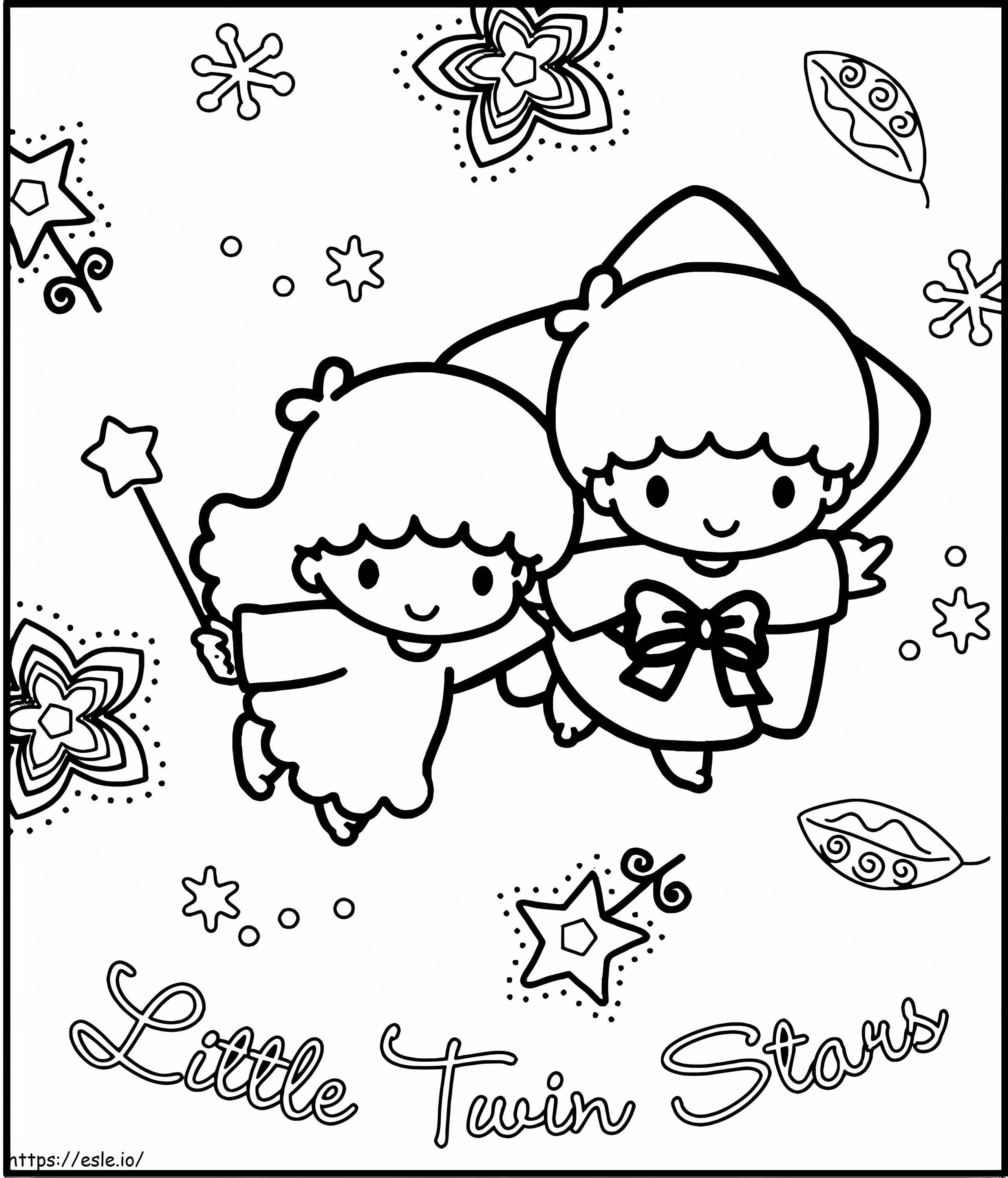 Cute little twin stars coloring page