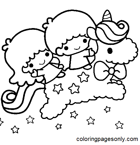 Little twin stars coloring pages