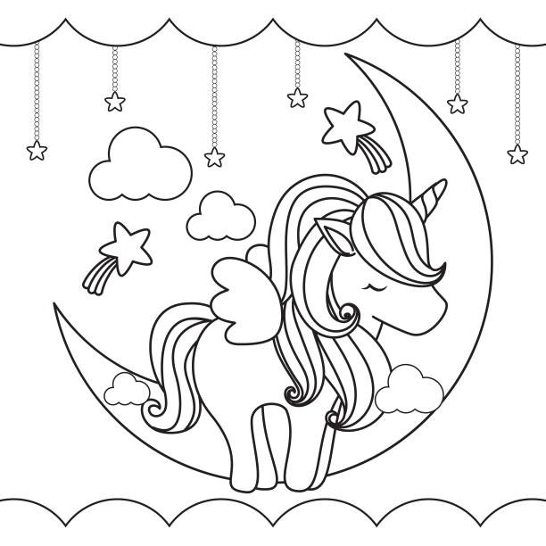 Coloring book for children little unicorn stock illustrations royalty