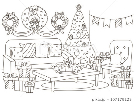 Christmas indoor interior of living room with