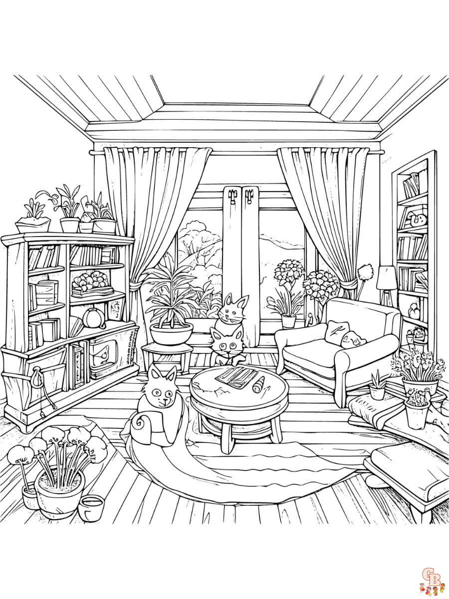 Printable room coloring pages free for kids and adults