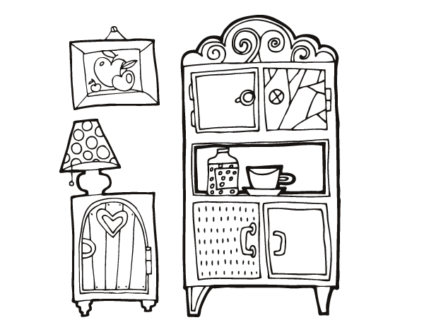 Living room furniture coloring page