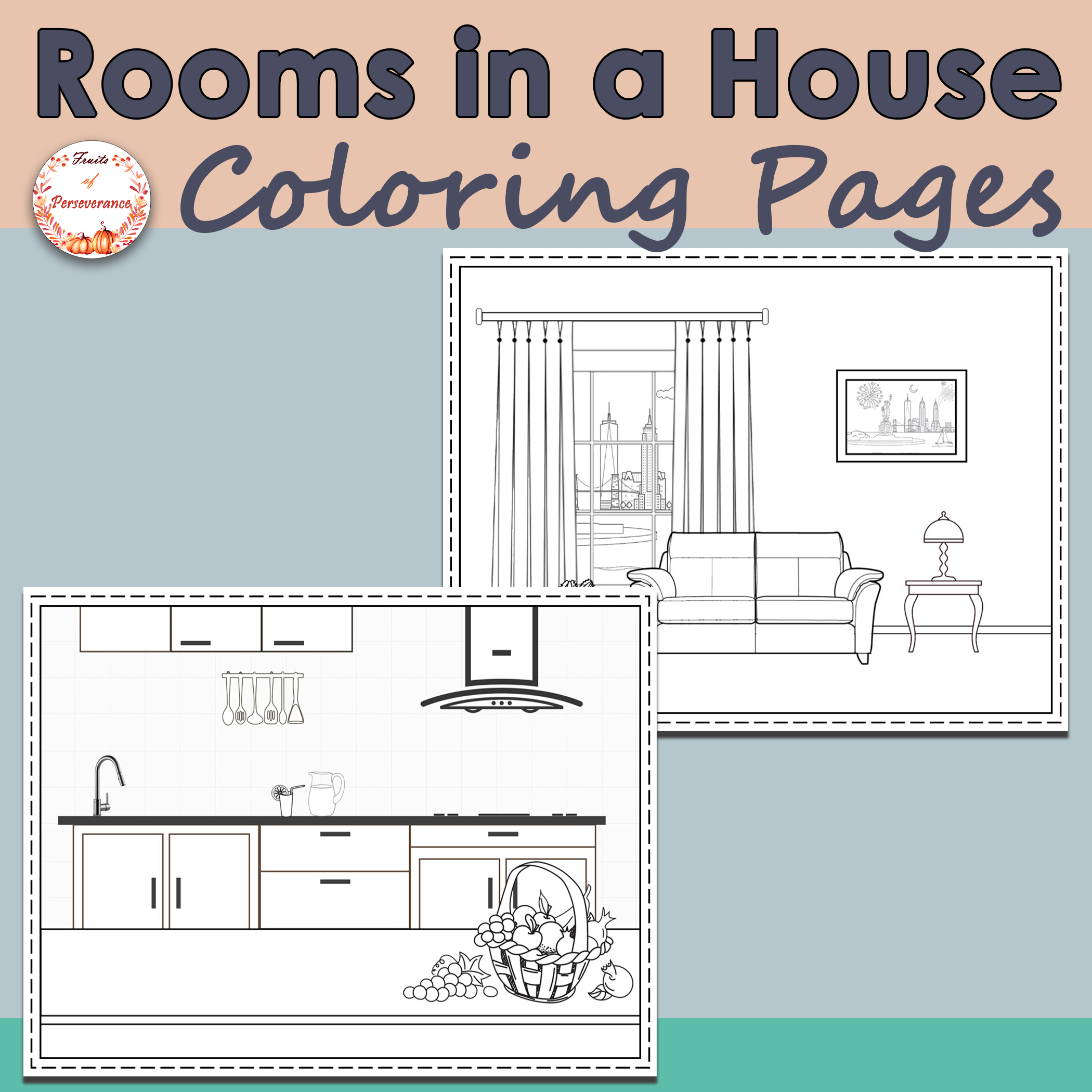 Rooms in a house coloring pages made by teachers