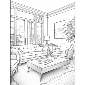 Home interior design coloring book one