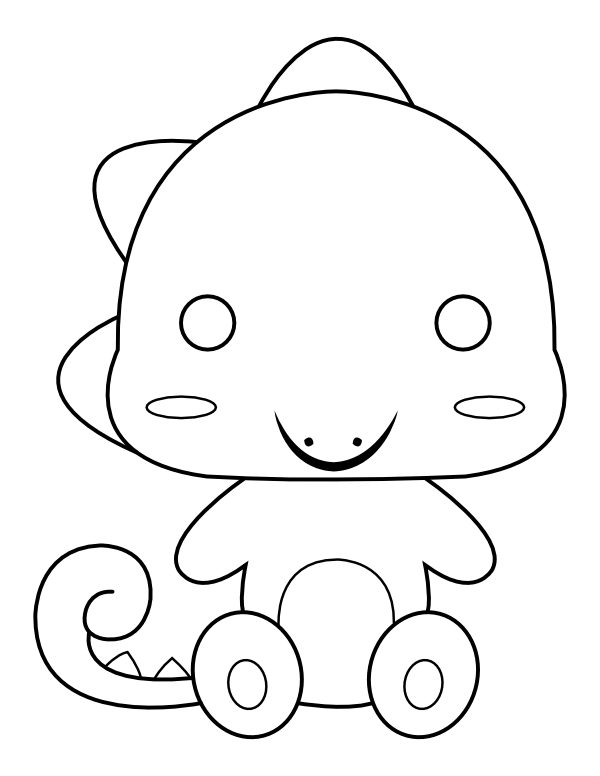 Printable kawaii lizard coloring page