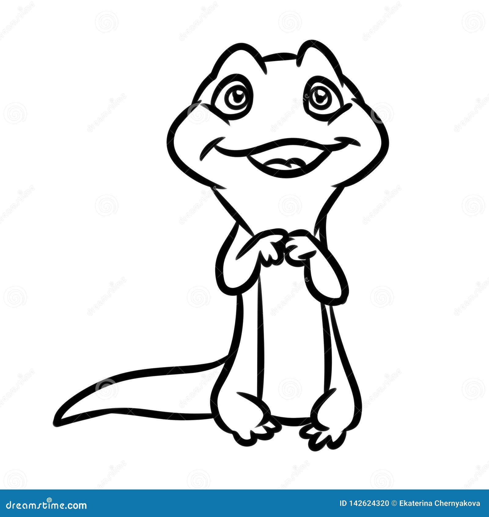 Little lizard coloring page cartoon illustration stock illustration