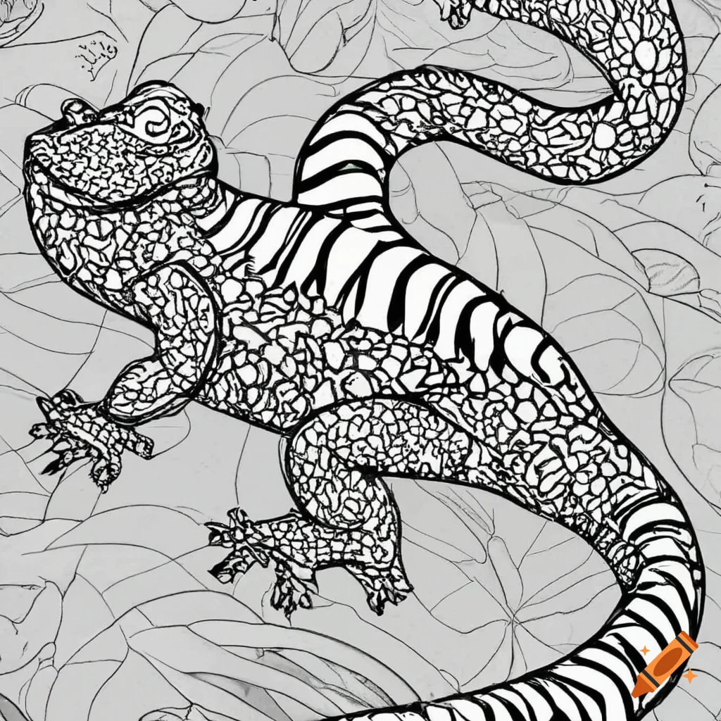 A lizard outline pattern for coloring books on